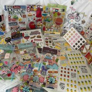 Summer Scrapbook Stickers (BBQ, Biking, Snacks, Carnivals)